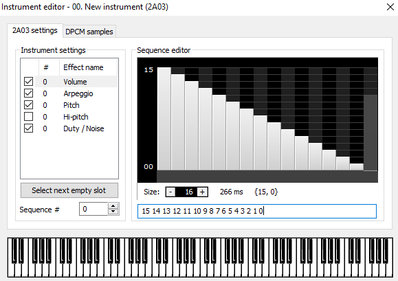 The FamiTracker instrument editor